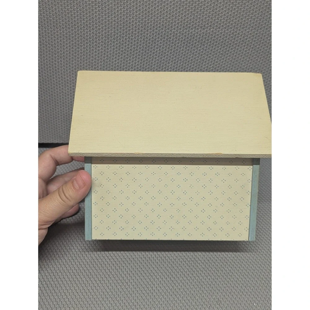 VTG Pine Creek Collection Wooden Recipe Box Cottage House Chicken Farmhouse Blue